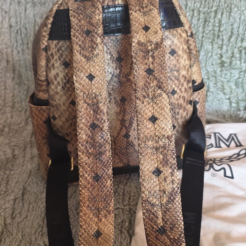 MCM Snakeskin Studded Backpack - Picture 4 of 11